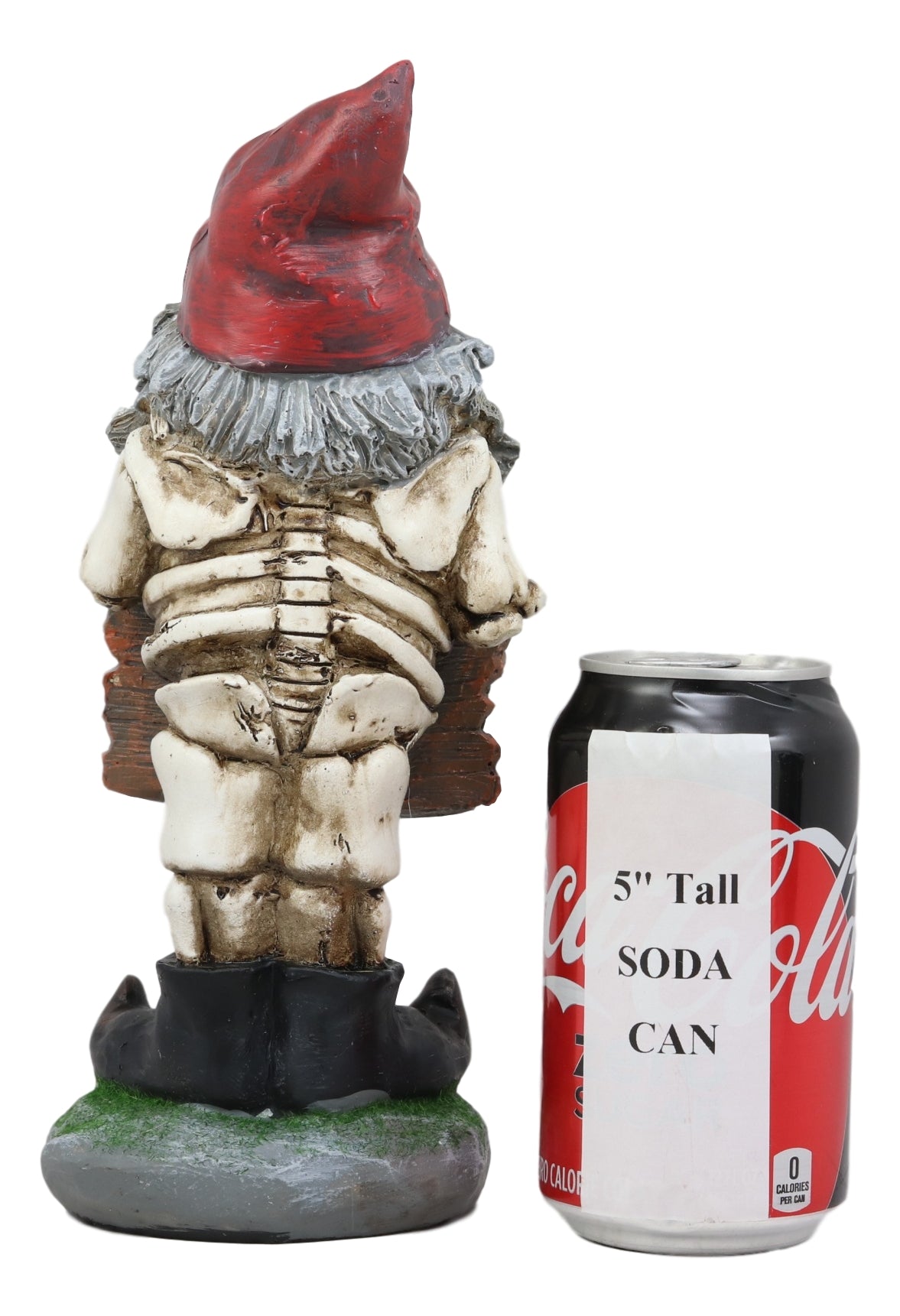 Ebros Day Of The Dead Butt Naked Skeleton Gnome Holding Keep Out Sign Statue LED Eyes