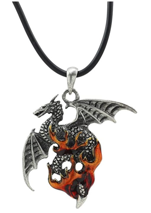 Ebros Legend Of The Swords Viserion Flame Dragon Pendant Pewter Pendant Necklace