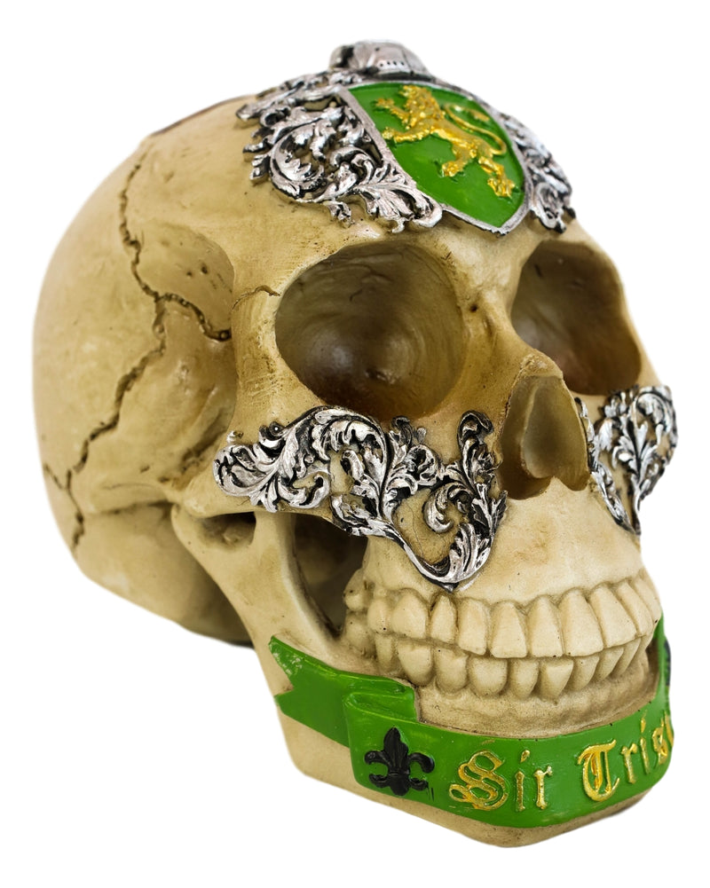 King Arthur And Roundtable Knights Sir Tristan With Golden Harp Skull Statue