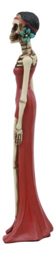 Ebros Day of The Dead Elegant Skeleton Lady in Red Gown Statue 8" H for Dias De Muertos Or Halloween Decor Figurine As Decorations of Skulls, Skeletons and Ossuary Sculptures