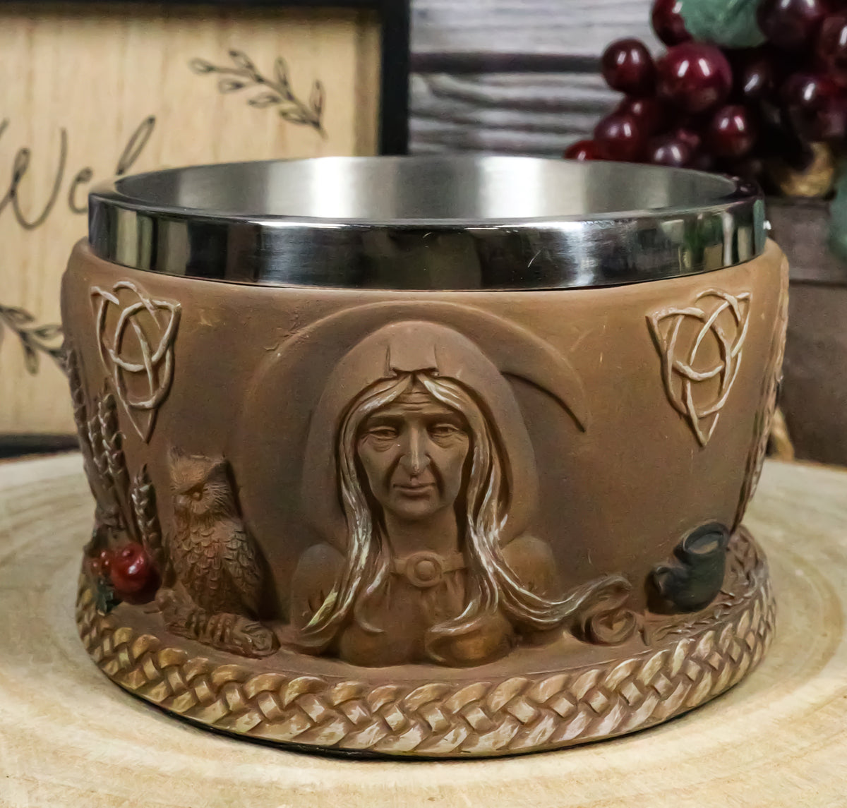 Wicca Metaphysical Triple Goddess Mother Maiden Crone Smudging Smudge Bowl - Ebros Gift