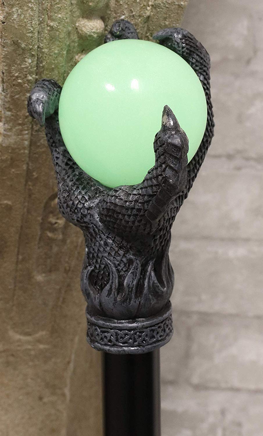 Ebros Grip of Fire Dragon Claw Glow In The Dark Decor Prop Walking Swagger Cane - Ebros Gift