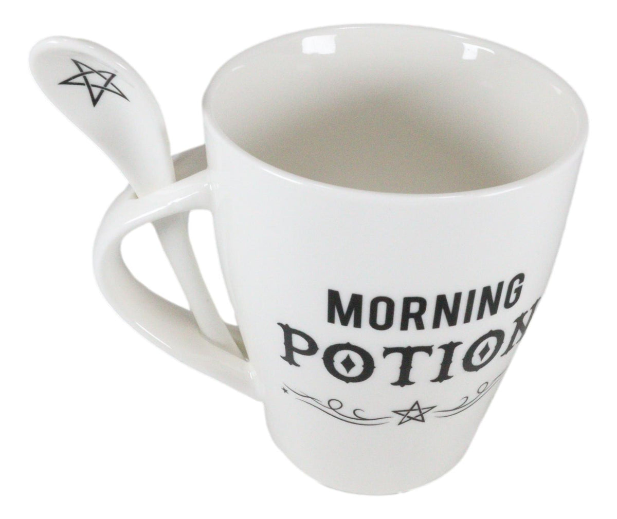 Witchcraft Wicca Morning Potion Pentagram Star Ceramic Coffee Mug And Spoon Set