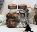 Southwestern Indian Dreamcatcher Feather Salt And Pepper Shakers Holder Set