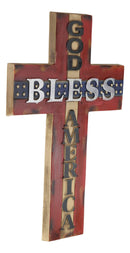 Rustic Western American Flag Colors God Bless America Patriotic Wall Cross 14"H