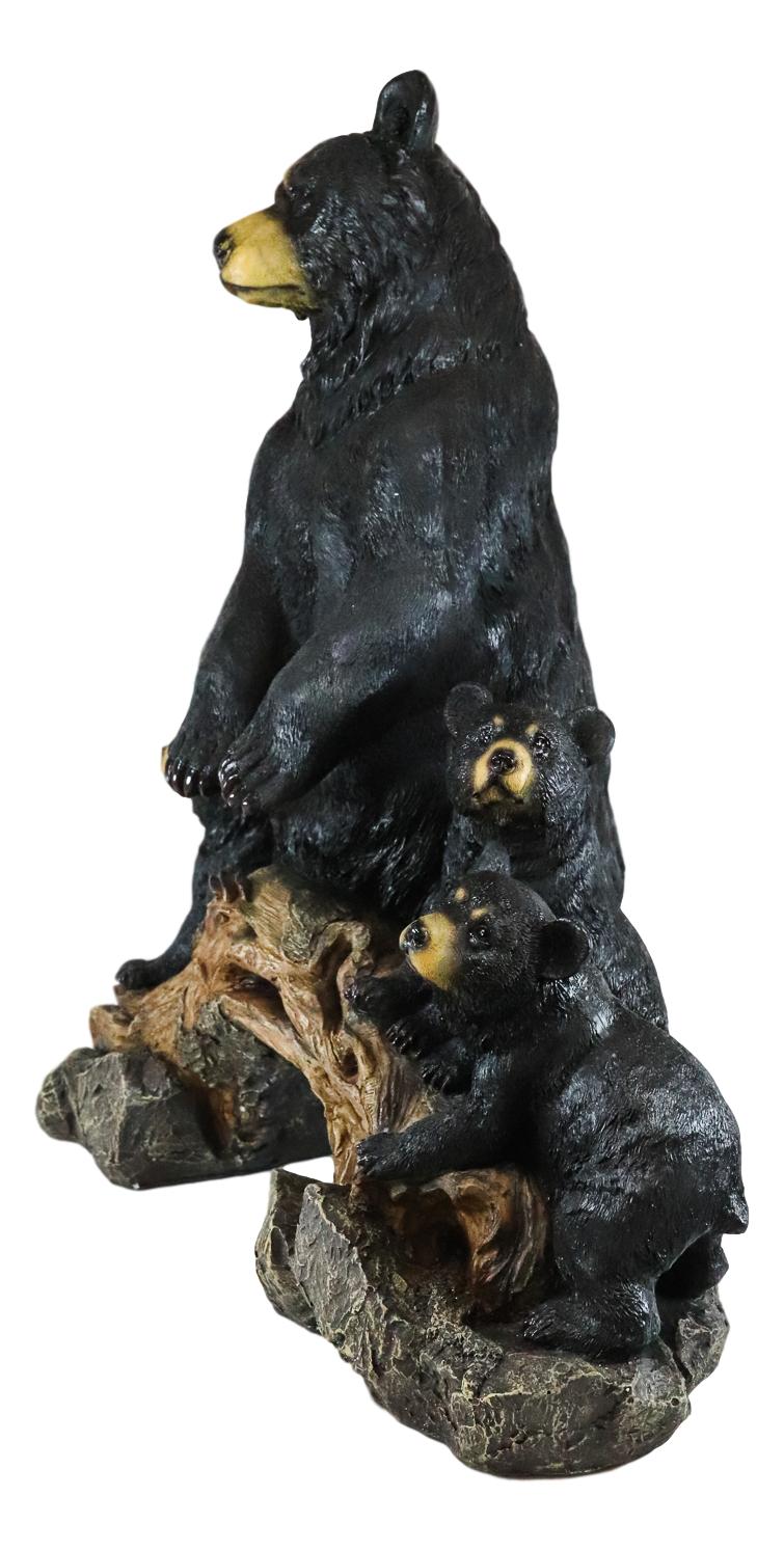 Ebros Large Rustic Forest Protective Mother Black Bear With 3 Bear Cubs Statue - Ebros Gift