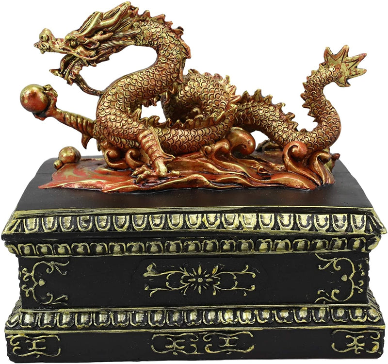 Ebros Chinese Daoism Imperial Nine Dragons Dragon King Decorative Trinket Box