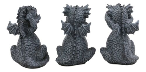 Whimsical Dragon Hatchlings See Hear Speak No Evil Baby Dragons Statue Set Of 3