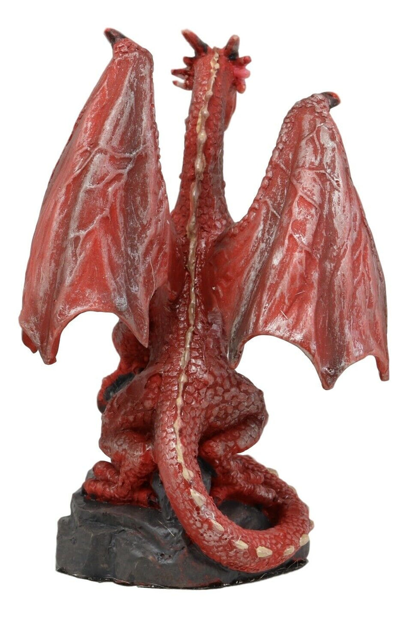 Ebros Whimsical Red Lava Dragon Climbing On Volcanic Rock Statue 4.25" Tall Dungeons and Dragons Legends Fantasy Home and Garden Accent Decor Sculpture Medieval Renaissance Figurine Collectible
