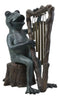 Ebros Gift Pond Paradise Whimsical Green Frog Playing The Harp Tube Resonant Wind Chime Garden Statue 13.25" Tall Patio Home Pool Deck Accent
