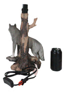Denizen Of Twilight Lone Gray Wolf Table Desktop Lamp With Forest Shade Decor