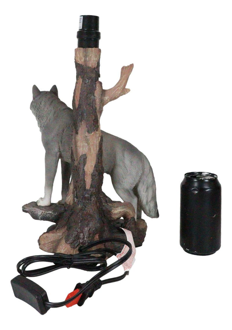 Denizen Of Twilight Lone Gray Wolf Table Desktop Lamp With Forest Shade Decor