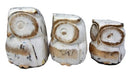 Balinese Wood Handicrafts White & Gold Forest Owl Family Set of 3 Figurines 4"H