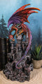 Red Behemoth Dragon Protecting Castle With Precious Gemstone Figurine 12.5"H