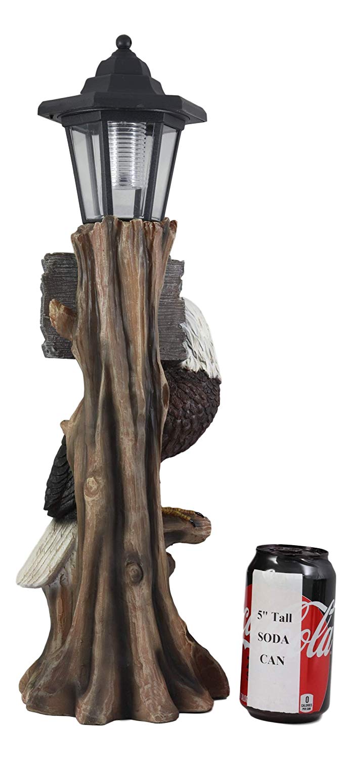 Ebros 'Home of The Brave' Patriotic Eagle Night Light Statue Solar LED Lantern - Ebros Gift