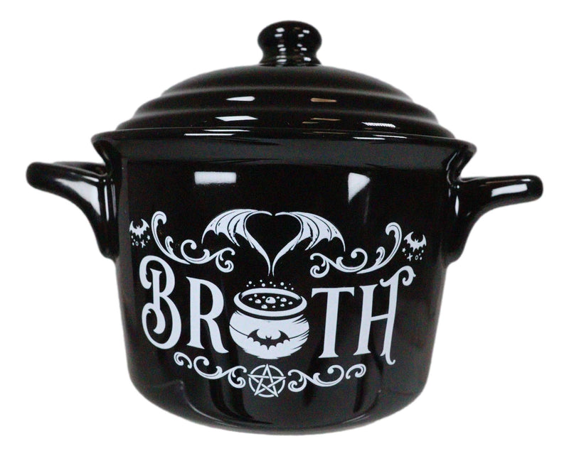 Wicca Bat Cauldron Broth With Pentagram Fine Bone China Bowl With Spoon And Lid