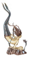 4 Feet Tall Aluminum Nautical Golden Mermaid Diving By Starfishes Coral Statue