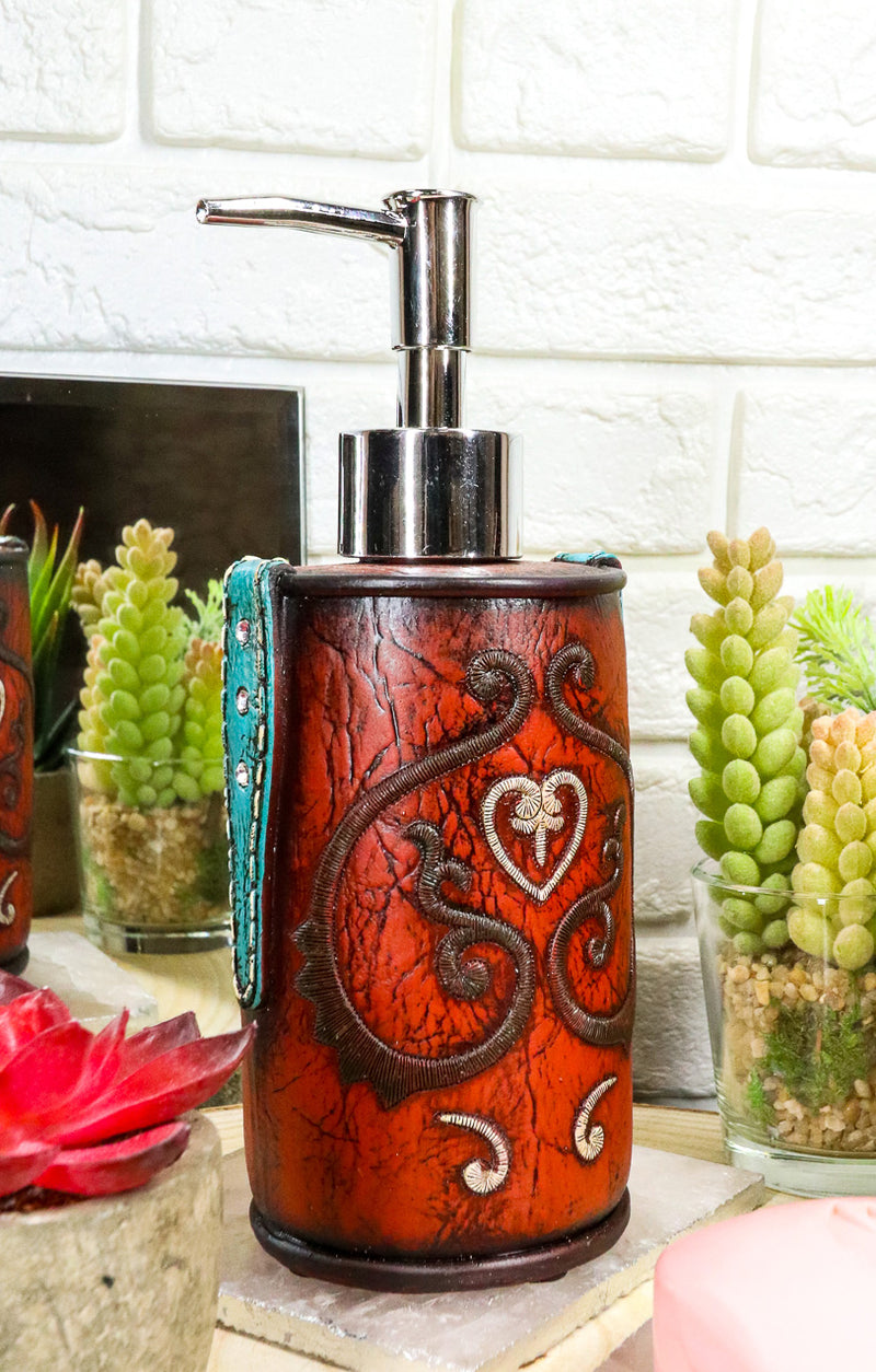 Western Cowgirl Red Love Heart Scrollwork Lace Liquid Soap Pump Dispenser