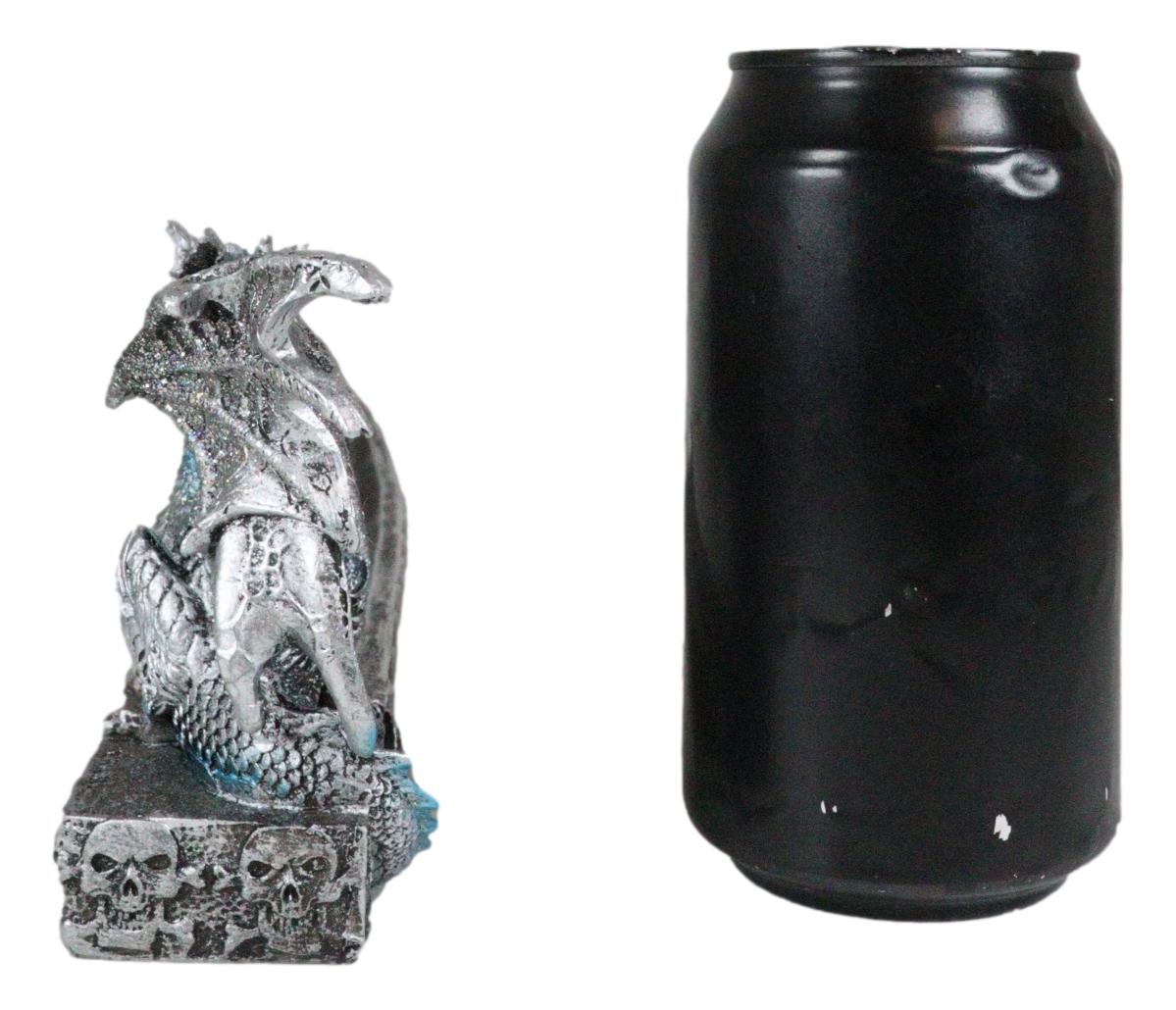 Blue Azureo Dragon On River Styx Boat of Skulls Incense Burner Holder Figurine