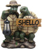 Ebros Tortoise Lovers Solar LED Lantern Light SHELLO Greeting Sign Statue 15"H