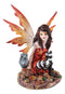 Ebros Fantasy Autumn Forest Tribal Fairy In Orange Gown With Owlet Owl Figurine Decor