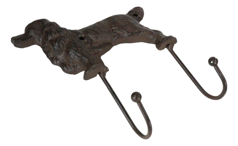 Pack Of 2 Cast Iron Whimsical Rustic Faithful Labrador Dog 2-Peg Wall Hook Decor