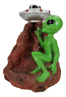 UFO Green Roswell Alien With Flying Saucer Spaceship Backflow Incense Burner