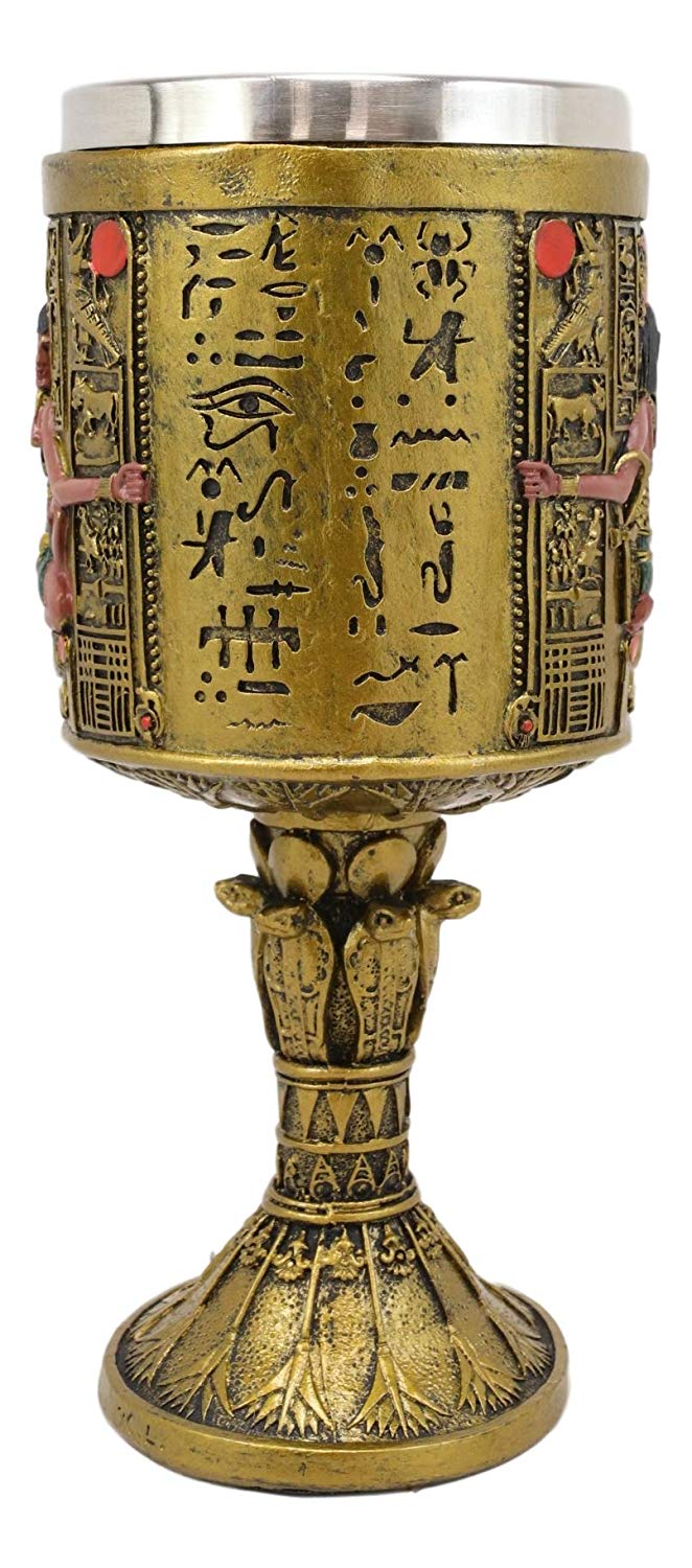 Ebros Ancient Egyptian Kneeling Maat Larger 16oz Cylindrical Wine Goblet Chalice