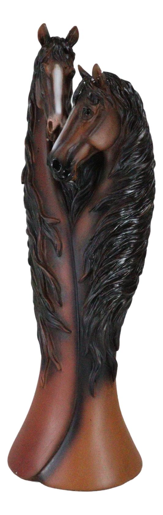 Rustic Western Country Heart Double Chestnut Horses Decorative Floral Vase