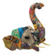 Elephant with Trunk Up Hand Crafted Paper Mache In Sari Fabric Wall Head Decor