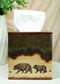 Rustic Forest Mama Bear And Cub Family Pawprint Trail Tissue Box Cover Holder