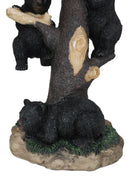 Rustic Forest Climbing 3 Black Bear Cubs On Tree Getting Beehive Table Lamp
