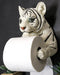 Jungle White Siberian Bengal Tiger Baby Cub Toilet Paper Holder Figurine 8.25"H