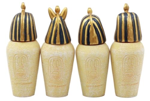 Ebros Gift Ancient Egyptian Four Sons of Horus Canopic Jars Imsety Duamutef Hapi and Qebehsenuef Miniature Figurines