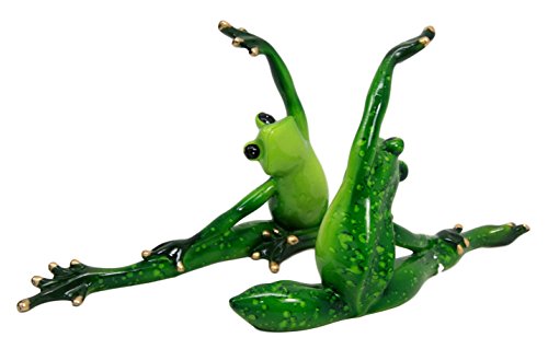 Ebros Gift Active Yoga Frog Couple Stretching Decorative Figurine Set