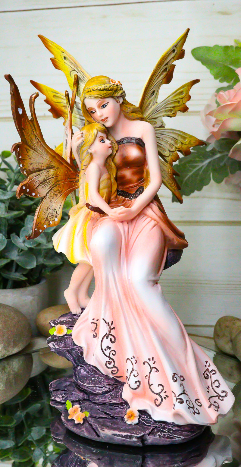 Ebros "Motherhood" Daisy Fairy Mother Embracing Daughter Statue Fairy Garden Fantasy Collector Figurine