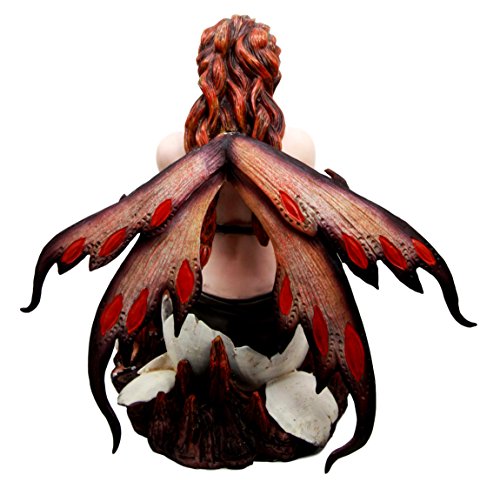 Large 10" Tall Ember Tribal Fairy With Twin Fire Dragon Hatchlings Figurine