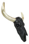 Black And Gold Tribal Floral Tattoo Tooled Filigree Bull Cow Skull Wall Decor