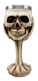 Ebros Gift Ossuary Skeletal Claw Hand Skull Wine Drink Goblet Chalice Cup Figurine 6oz