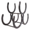 Large Cast Iron Rustic Farmhouse Stacked Horseshoes 3 Bottles Wine Holder Racks