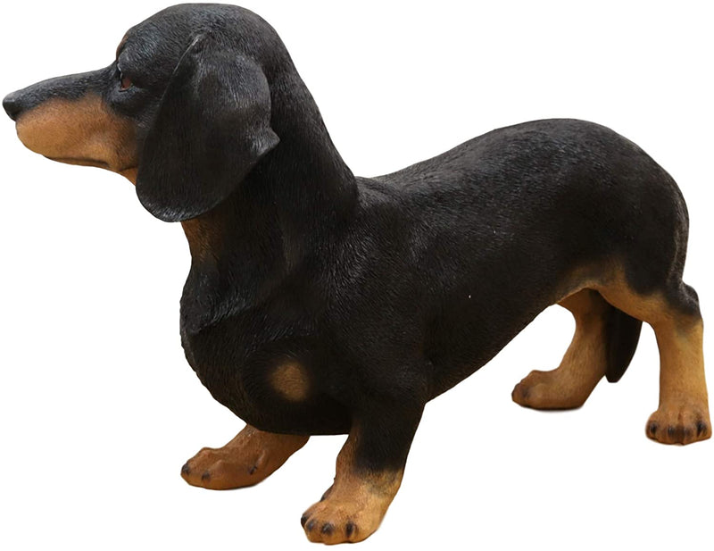 Ebros Large Lifelike Realistic Black and Tan Dachshund Dog Statue 19.5" Long