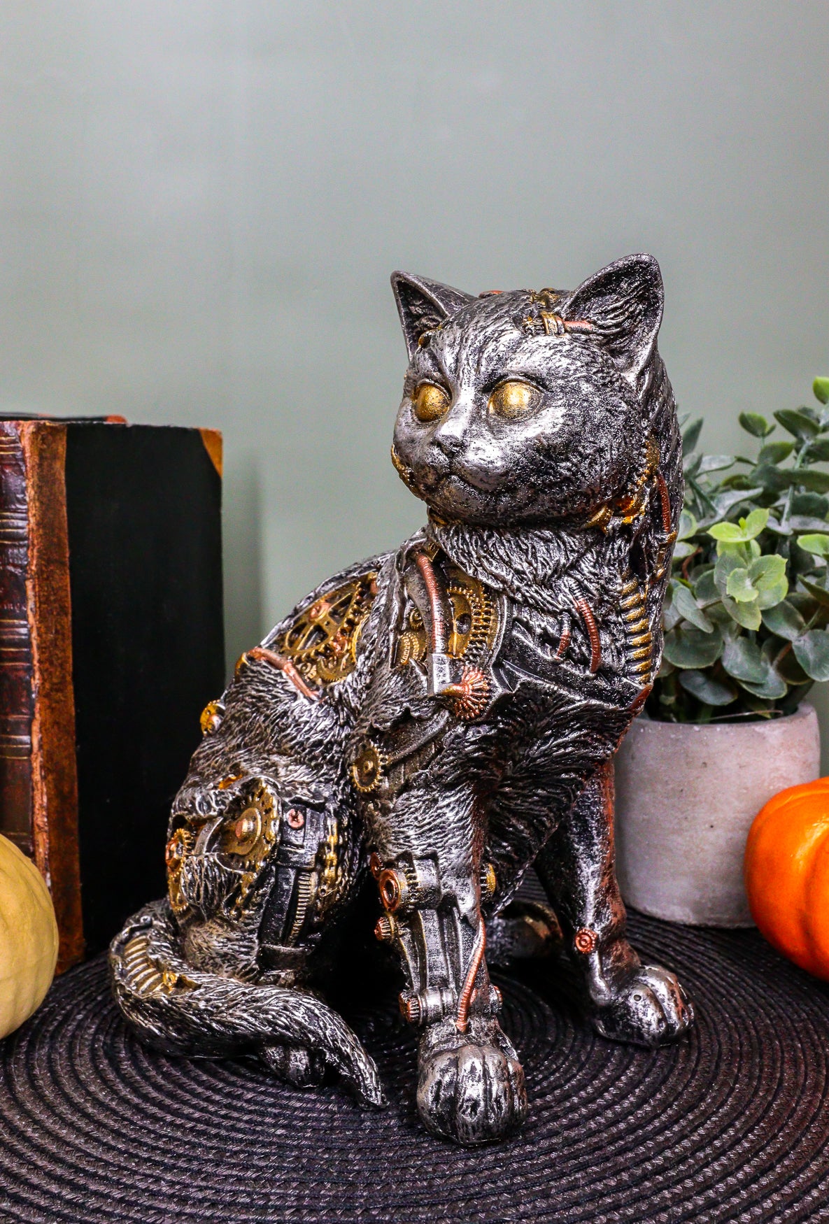 Ebros Steampunk Cyborg Cat with Clockwork Gears Nuts and Bolts Statue ...