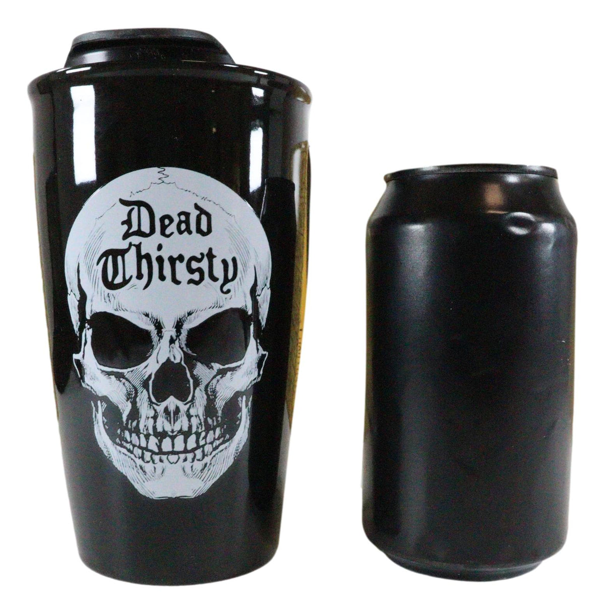 Ebros Gothic Macabre Dead Thirsty Sinister Skull Ceramic Travel Coffee Mug Cup W/ Lid - Ebros Gift
