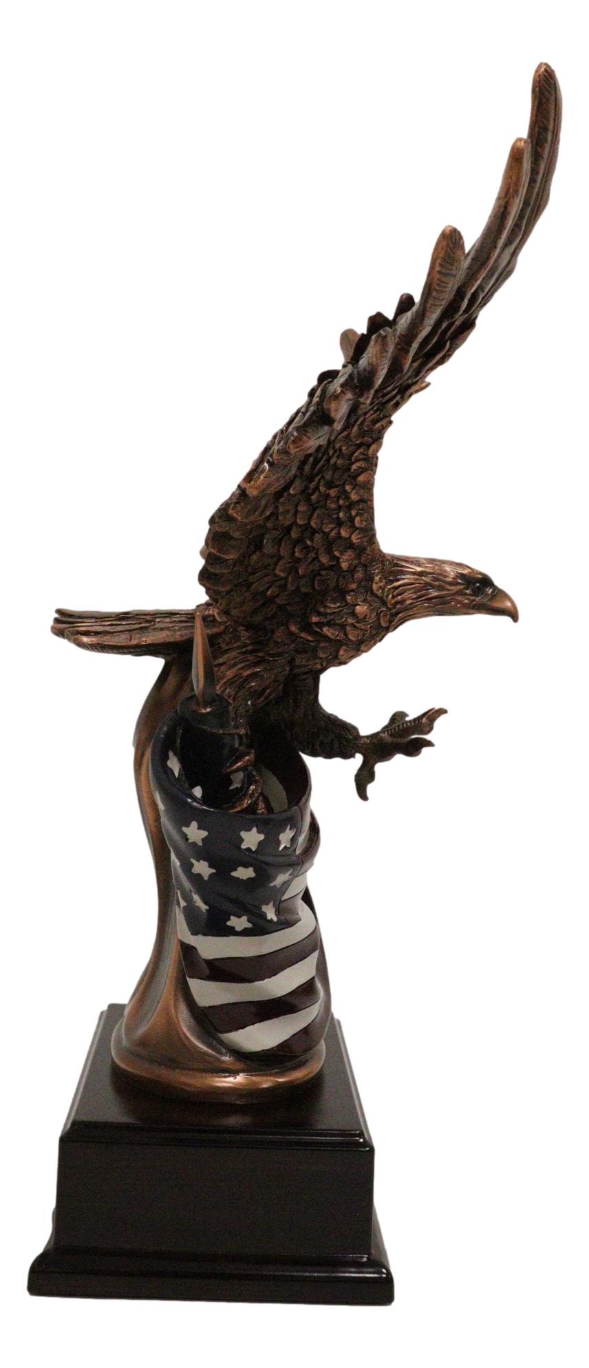 Patriotic Wings of Glory Bald Eagle With Old Faithful American Flag Figurine
