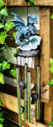 Ebros Blue Dragon Guarding Crystal Crown Top Resonant Wind Chime with Ornaments