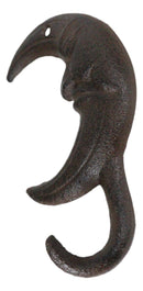 Pack Of 3 Rustic Cast Iron Celestial Half Crescent Moon With Face Wall Hooks