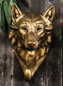 Wolf Animal Head Single Wall Hook Hanger Animal Shape Rustic Faux Bronze Figure