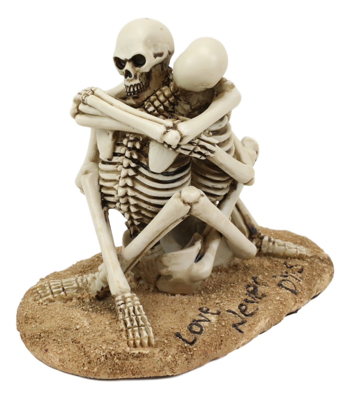 Day Of The Dead Love Never Dies Castaway Wedding Skeleton Couple Hugging Statue - Ebros Gift