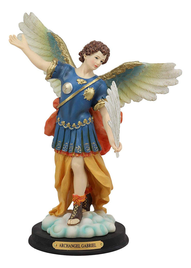 Ebros Archangel Saint Gabriel Statue 11.75"Tall Messenger With Brass Name Plate