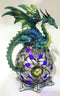 Elemental Jade Firnen Dragon Resting On LED Gyrosphere Orb Night Light Figurine